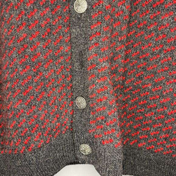 VTG L.L. Bean Wool Birdseye Grey Red Snowflake Made in Norway Mens Tall Sz L - Picture 6 of 6